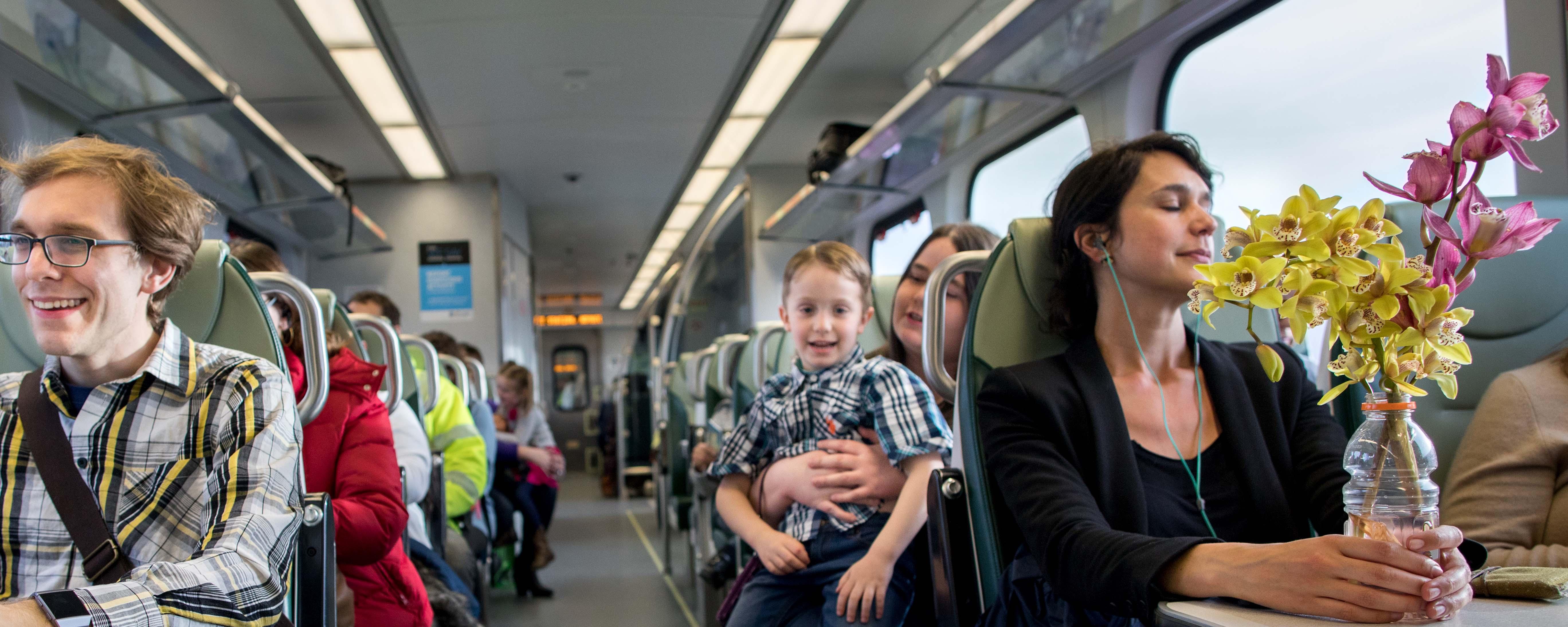 Riders onboard SMART train